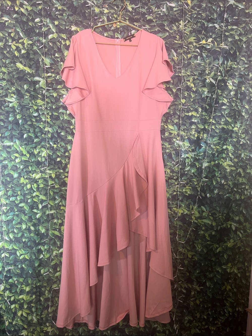 Miusol Dusty Pink High-Low Ruffle Midi Dress - Picture 7 of 11